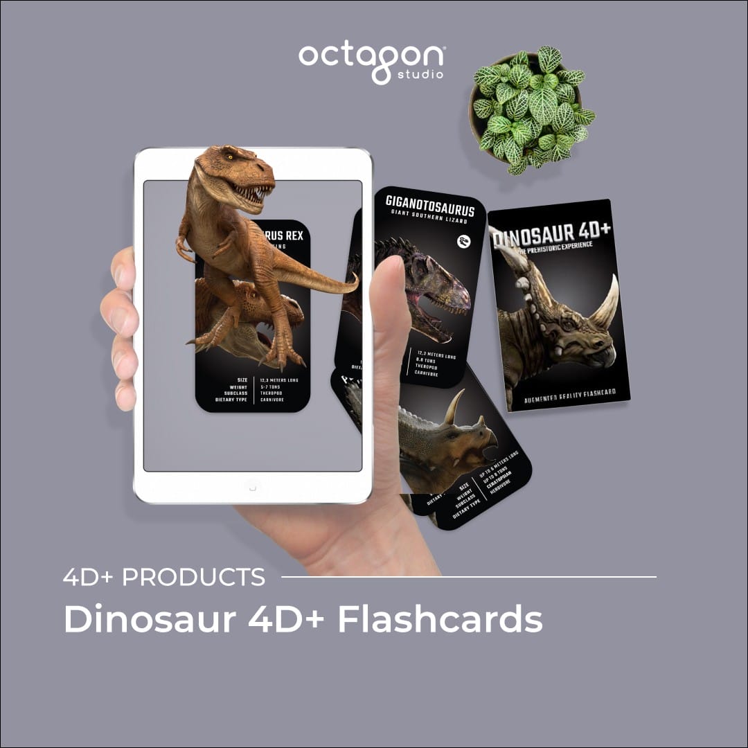 Dinosaur flash cards with augmented reality (AR) feature