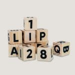 Natural wood blocks with alphabet and numbers