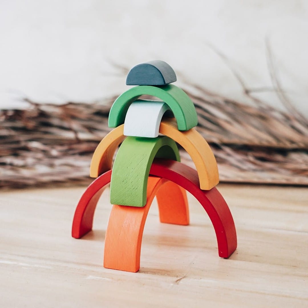 wooden rainbow stacking toy