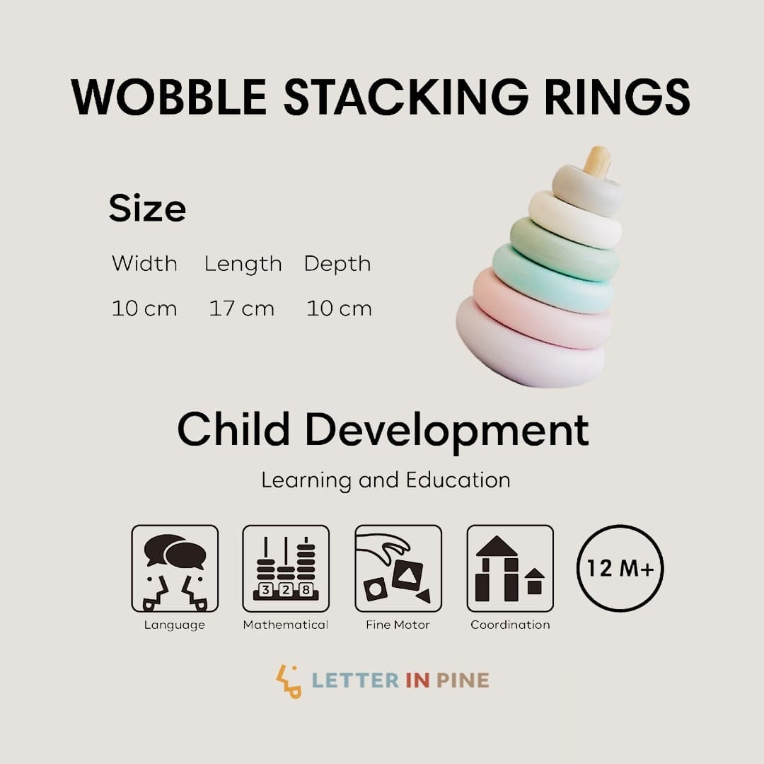 wooden wobble stacker toy for toddlers