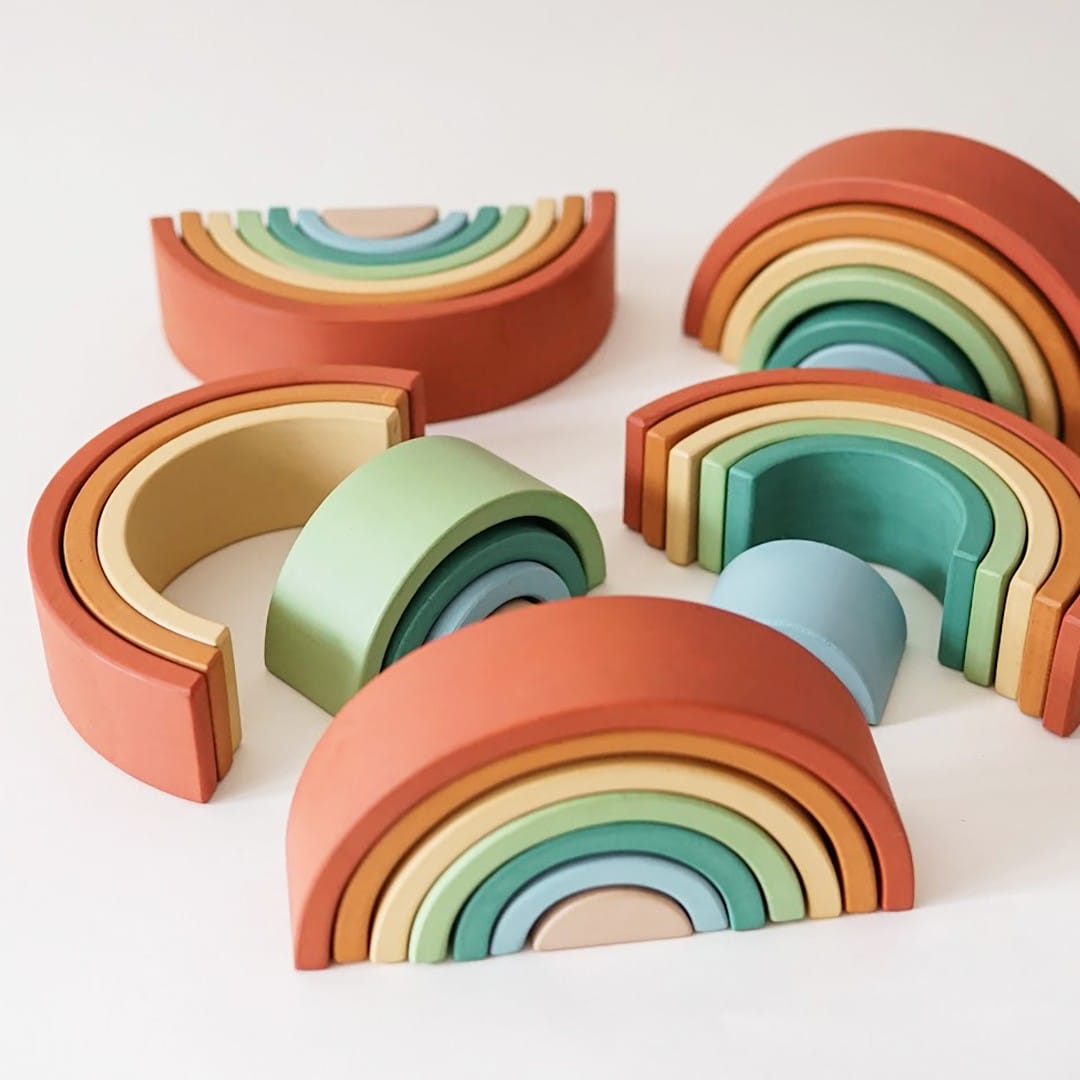 Wooden rainbow stacking toy