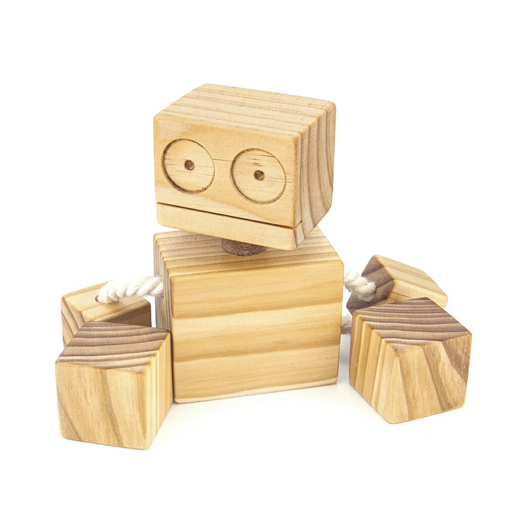 Click and connect magnetic wooden robot